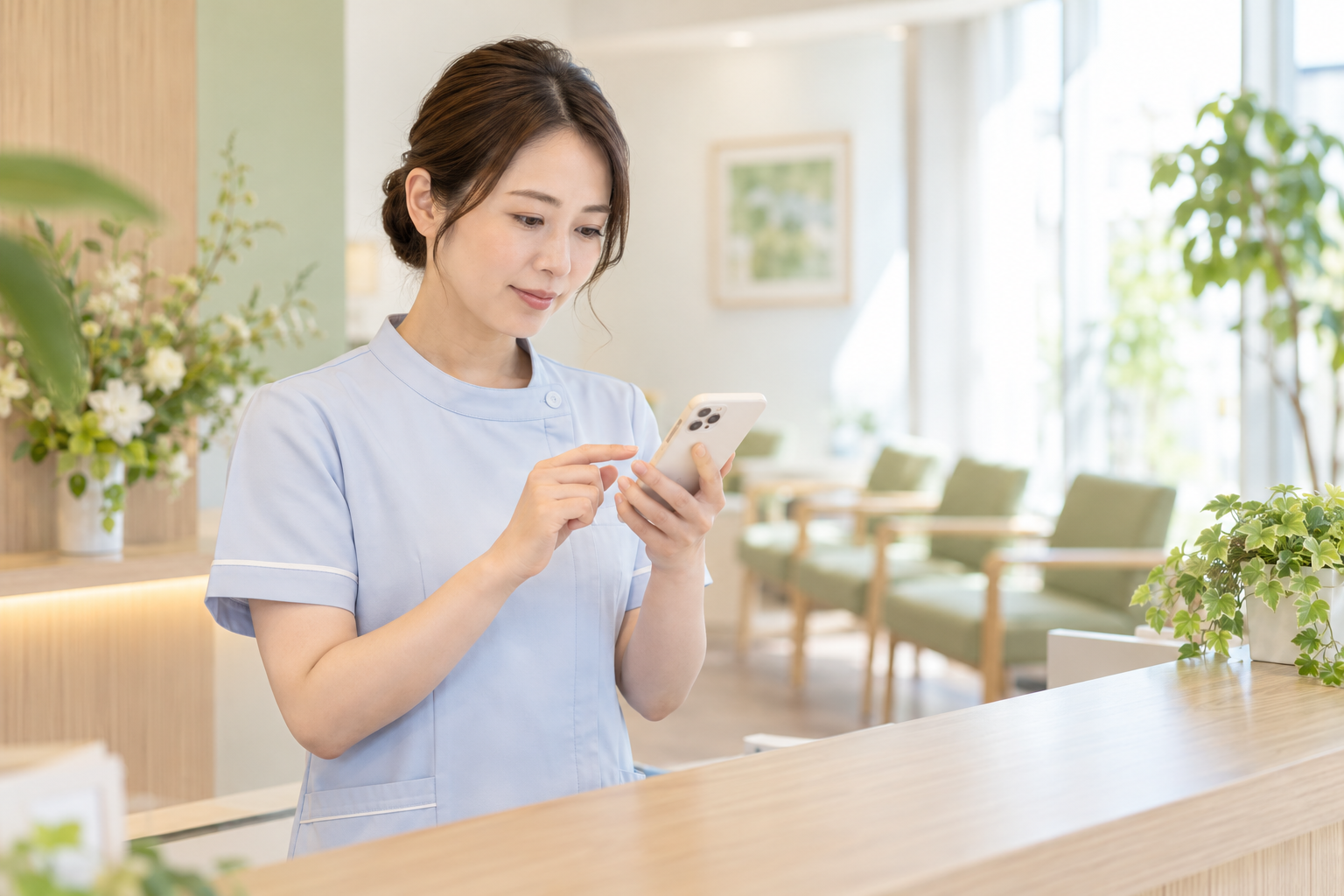 病院・クリニックの担当者がスマホを使う利用イメージ