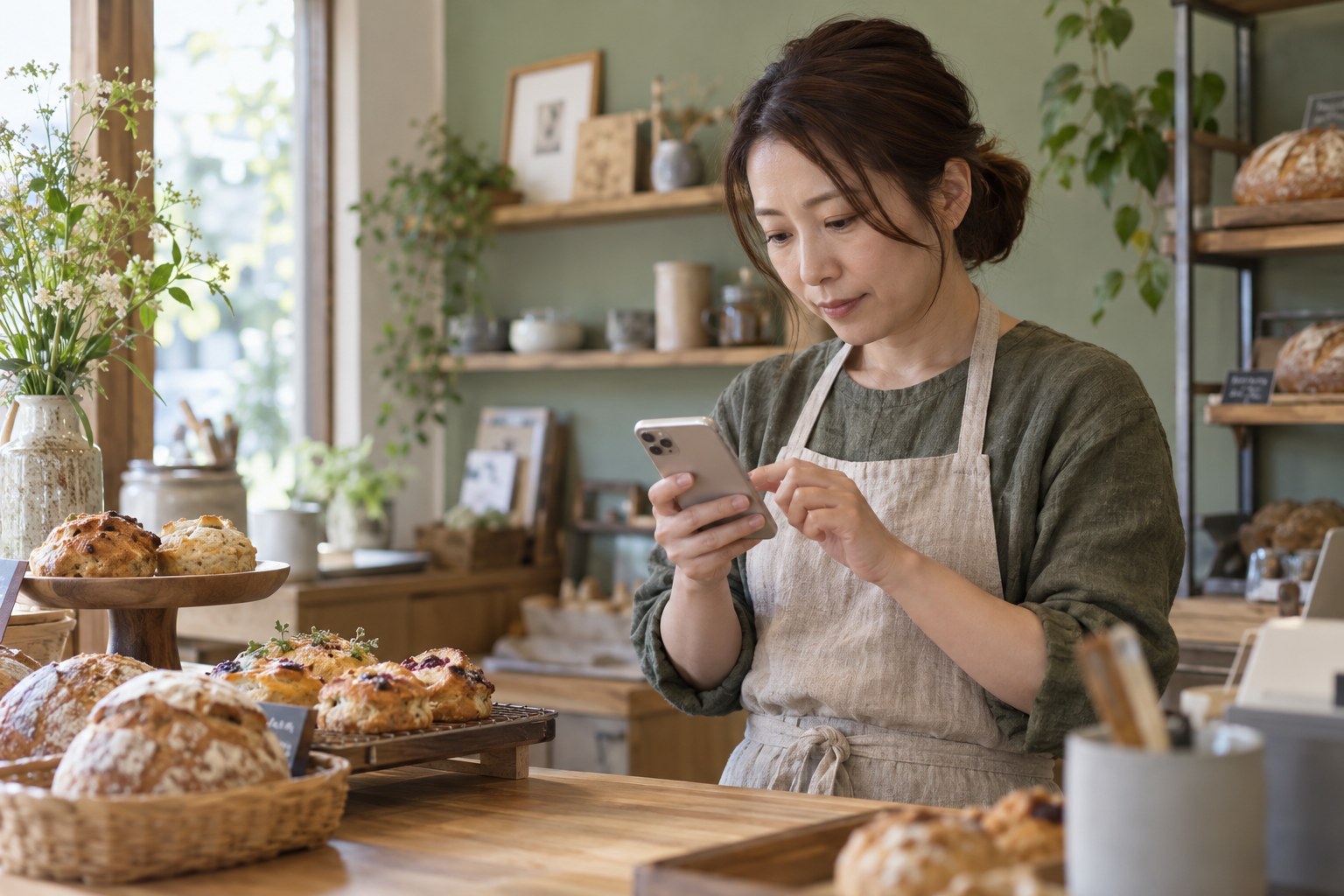 お店でスマホから更新する利用シーンのイメージ
